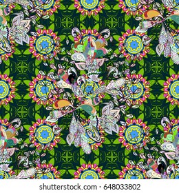 Seamless floral pattern with blue flowers, watercolor. Vector flower illustration. Seamless pattern with floral motif.