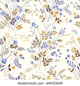 seamless floral pattern with blue flowers