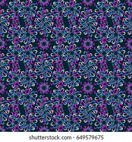 Seamless floral pattern with blue flowers, watercolor. Vector flower illustration.