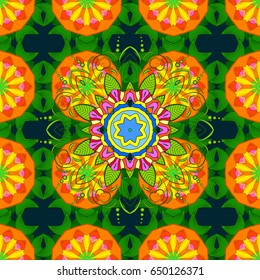 Seamless floral pattern with blue flowers, watercolor. Vector flower illustration. Seamless pattern with floral motif.