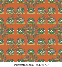 Seamless floral pattern with blue flowers, watercolor. Vector flower illustration. Seamless pattern with floral motif.