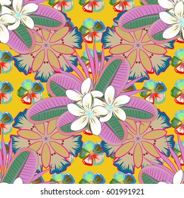 Seamless Floral Pattern in blue and green colors. Vector illustration.