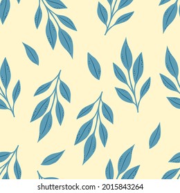 Seamless floral pattern with blue leaves. Perfect for textile wallpaper posters.