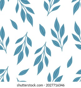 Seamless floral pattern with blue leaves. Perfect for textile wallpaper posters.