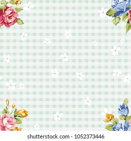 Patrón floral sin fisuras con rosas azules y rosas rosas rosadas Ilustración vectorial