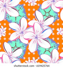 Seamless floral pattern with blue, pink and violet flowers, watercolor. Vector flower illustration. Seamless pattern with floral motif.