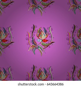 Seamless floral pattern with blue and pink flowers, watercolor. Vector flower illustration. Seamless pattern with floral motif.
