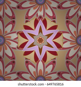 Seamless floral pattern with blue and pink flowers, watercolor. Vector flower illustration. Seamless pattern with floral motif.