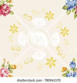 Nahtlose Blumenmuster mit blauen und rosafarbenen Rosen Vektor-Illustration EPS8