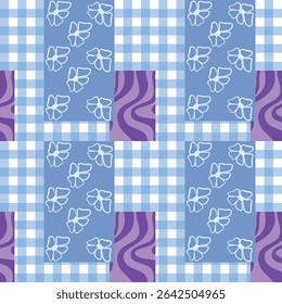 seamless floral pattern with blue and purple background