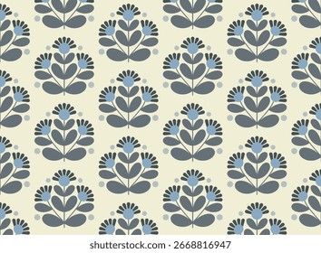 Patrón floral inconsútil en tonos azules - Ilustración vectorial para el Fondo de pantalla, la tela, y el diseño del fondo