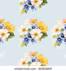 Seamless floral  pattern blue white yellow Vector Illustration EPS8