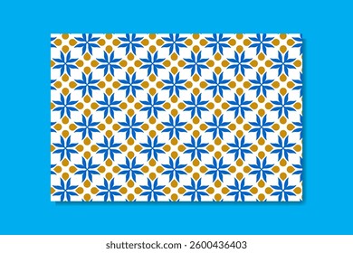 Seamless Floral Pattern with Blue and Yellow Flowers on White Background