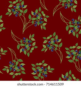 Seamless floral pattern with blueberries.