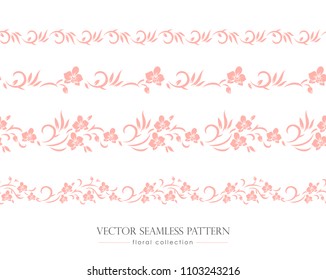 Seamless floral pattern and border with orchids. Vector background.
