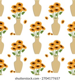 Padrão floral perfeito, botânico, florescente, fundo têxtil de jardim, design de ilustração vetorial.