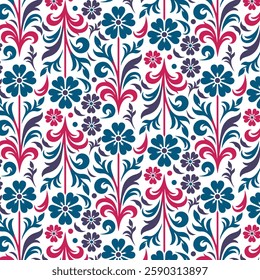 seamless floral pattern with botanical garden inspired foliage and delicate repeating flower stems for textiles
