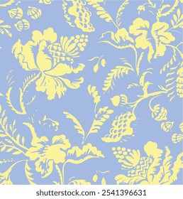 seamless floral pattern, botanical illustration, colorful background, textile design