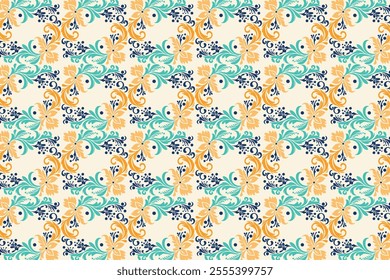 Seamless Floral Pattern with Botanical Motifs for Fashion and Textile Design Featuring Elegant Floral Prints, Ornamental Elements, and Decorative Pattern Styles for Creative Projects