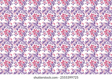 Seamless Floral Pattern with Botanical and Ornamental Motifs for Textile and Fashion Design Featuring Elegant Flower Prints and Decorative Elements for Creative Projects