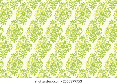 Seamless Floral Pattern with Botanical and Ornamental Motifs for Textile and Fashion Applications Featuring Elegant Flower Designs, Decorative Elements, and Modern Patterns