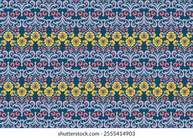 seamless floral pattern with botanical and ornamental motifs, intricate flower designs, and decorative details for fashion textiles, modern fabric applications, and creative projects