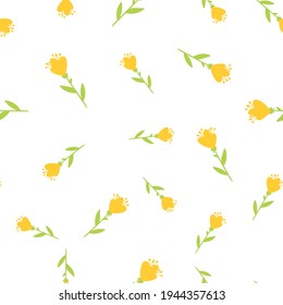 Patrón floral sin foco. Textura de estilo botánico con flores amarillas.