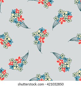 Seamless floral pattern, floral bouquet elements.