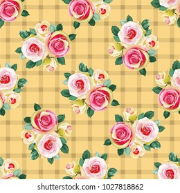 Seamless floral pattern with bouquet of roses Vector Illustration