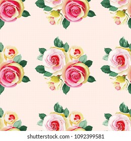 Seamless floral pattern with bouquet of roses Vector Illustration