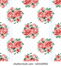 Seamless floral pattern with bouquet of roses Vector Illustration EPS8