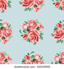 Seamless floral pattern with bouquet of roses Vector Illustration EPS8