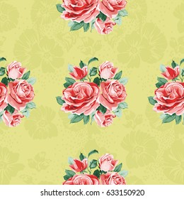 Seamless floral pattern with bouquet of roses Vector Illustration EPS8