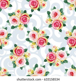 Seamless floral pattern with bouquet of roses Vector Illustration EPS8