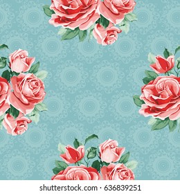 Seamless floral pattern with bouquet of roses Vector Illustration EPS8