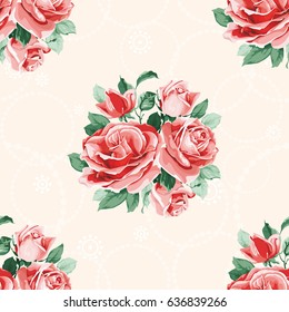 Seamless floral pattern with bouquet of roses Vector Illustration EPS8