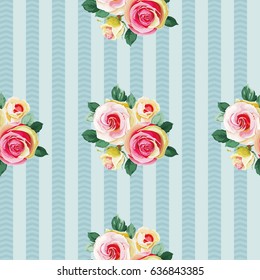 Seamless floral pattern with bouquet of roses Vector Illustration EPS8