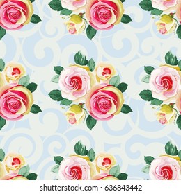 Seamless floral pattern with bouquet of roses Vector Illustration EPS8