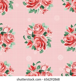 Seamless floral pattern with bouquet of roses Vector Illustration EPS8
