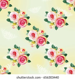 Seamless floral pattern with bouquet of roses Vector Illustration EPS8