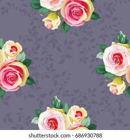 Seamless floral pattern with bouquet of roses Vector Illustration EPS8