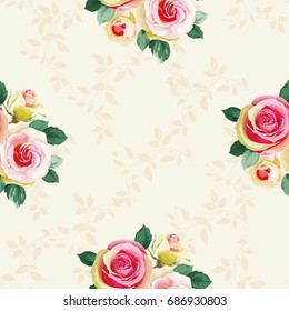 Seamless floral pattern with bouquet of roses Vector Illustration EPS8