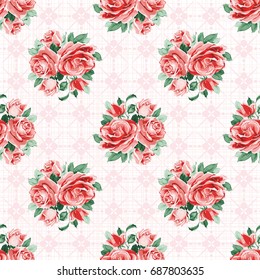 Nahtloses Blumenmuster mit Rosenbuquet Vektor-Illustration EPS8