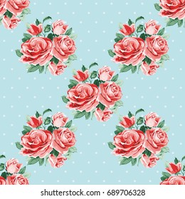 Seamless floral pattern with bouquet of roses Vector Illustration EPS8