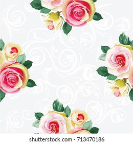 Seamless floral pattern with bouquet of roses Vector Illustration EPS8