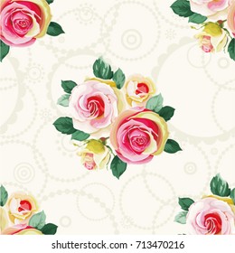 Seamless floral pattern with bouquet of roses Vector Illustration EPS8