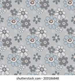 Seamless floral pattern. Bouquets of flowers in retro style. Vector. 