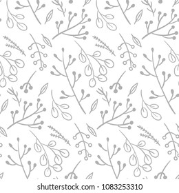 	
Seamless floral pattern with bouquets of spring flowers. Black and white vector illustration. Vintage background. Engraving