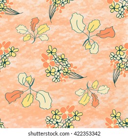 Seamless floral pattern, branch and flowers elements, summer motif.