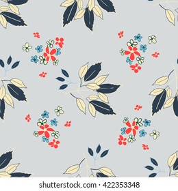 Seamless floral pattern, branch and flowers elements. Spring motif.